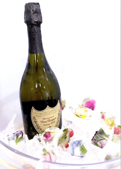 Champagne display in mimosa bar