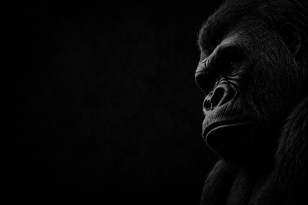 Powerful gorilla profile, online muscle building coach motif