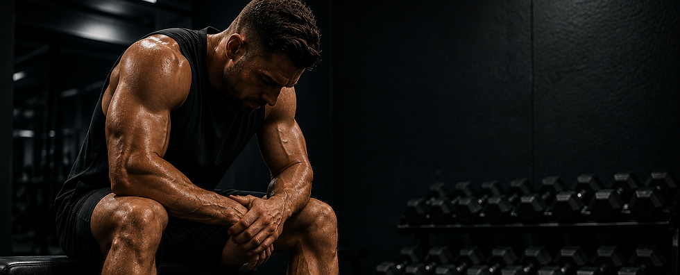 Muscular man resting for muscle building training guides