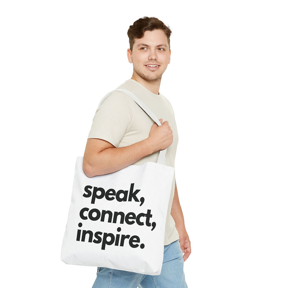 Thumbnail: speak, connect, inspire tote bag