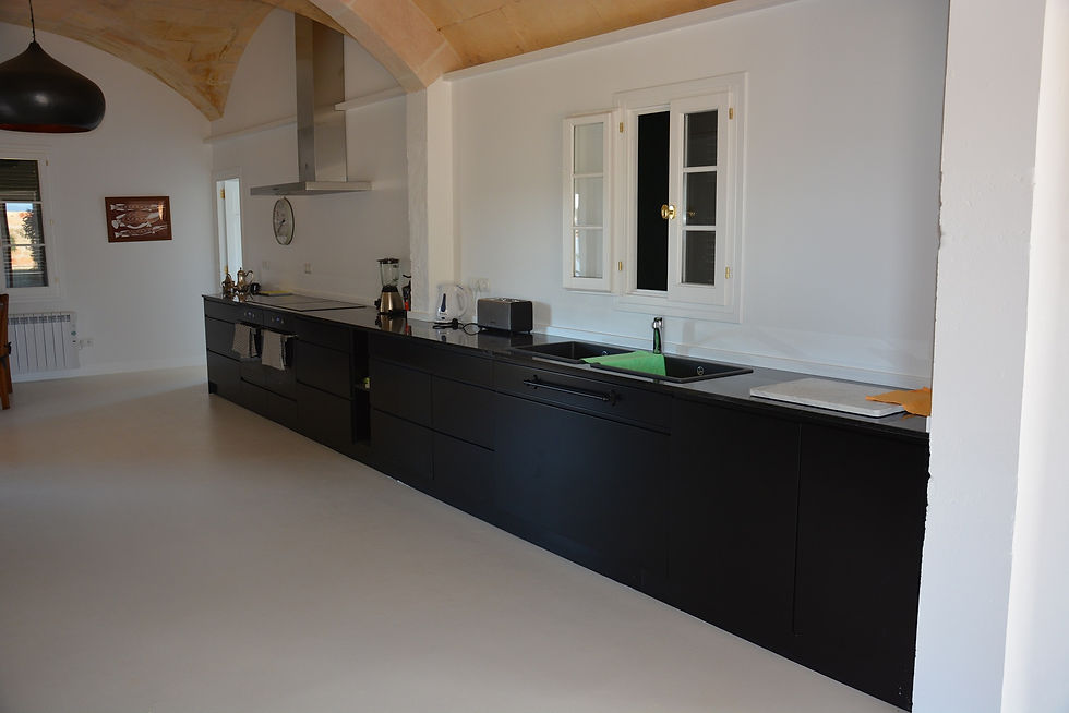 Cocina larga color negro
