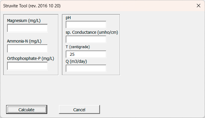 Struvite Tool for Excel Add-in