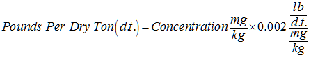 Equation: Pounds Per Dry Ton