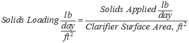 Equation: Secondary Clarifier Solids Loading Rate