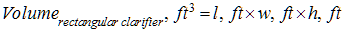 Equation: Volume of a Rectangular Clarifier