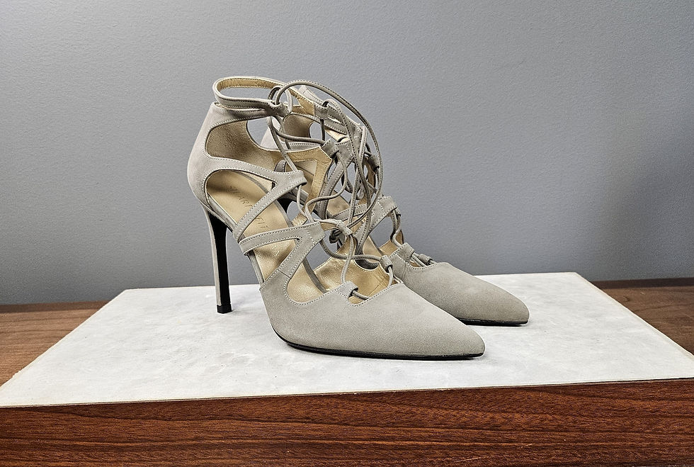 Thumbnail: Stuart Weitzman Stiletto Lace-Up Suede Leather Pumps