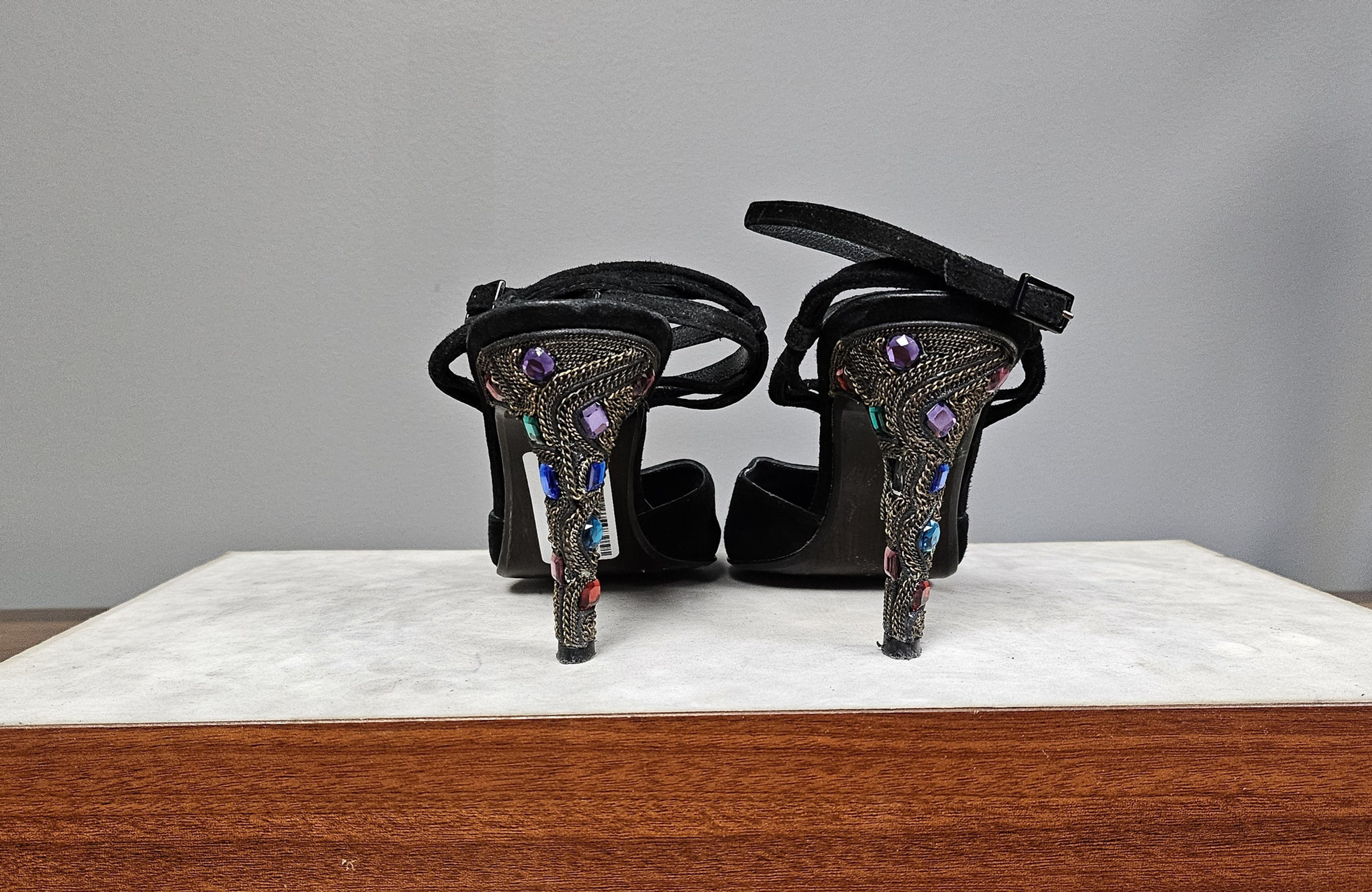 Stuart Weitzman Ankle Strap Suede Stilettos