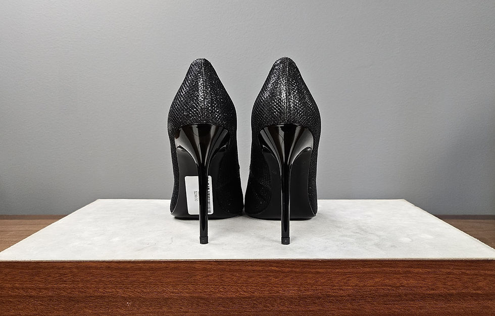 Stuart Weitzman Pointed Toe Black Shimmer Fabric Pumps