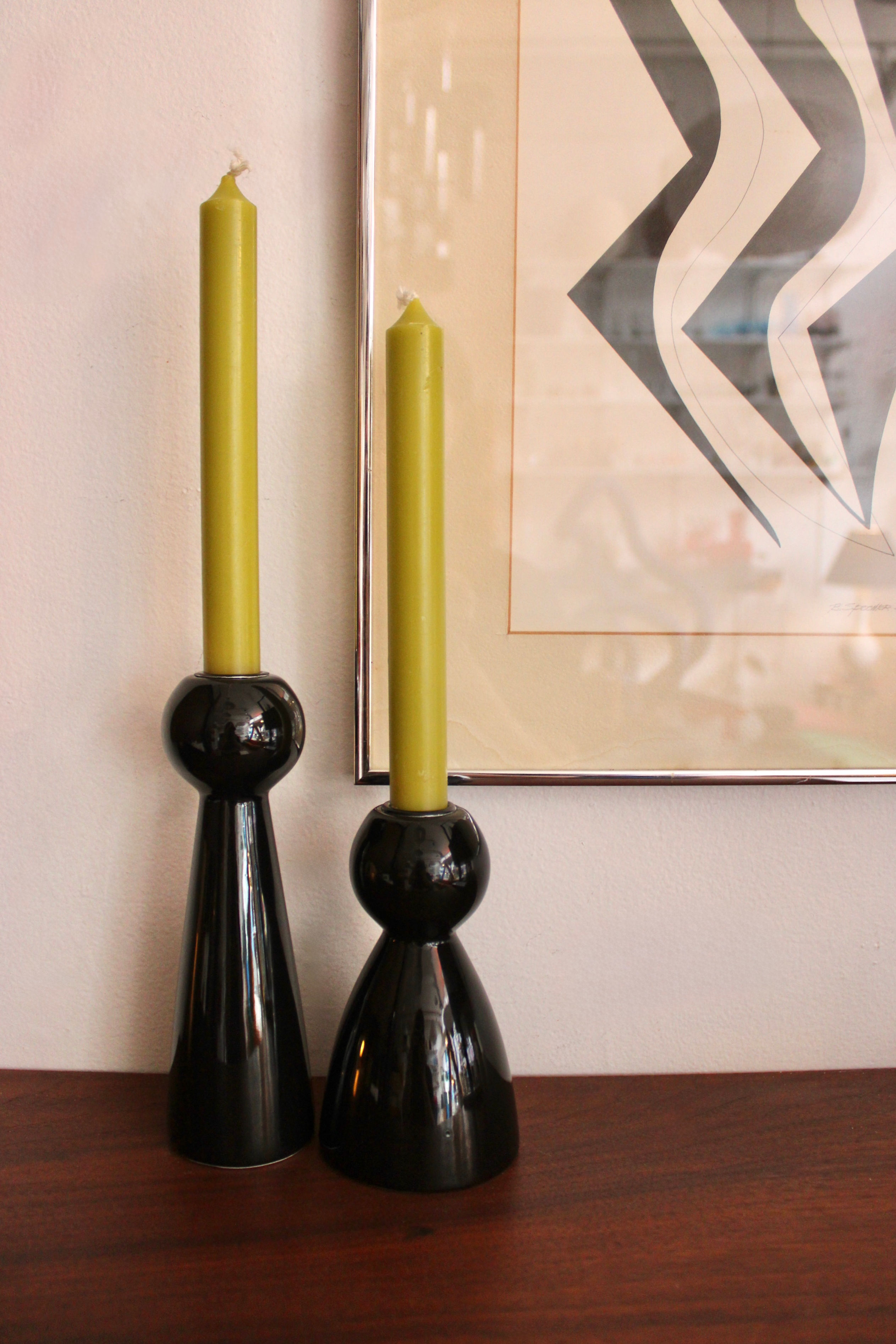  Black Ceramic Candle Holder Set