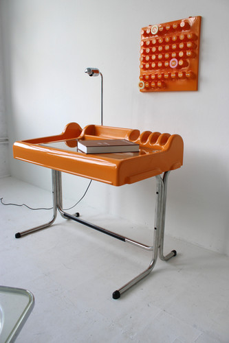 70's Orange Spaceage Desk by Orix | Vessel Vintage