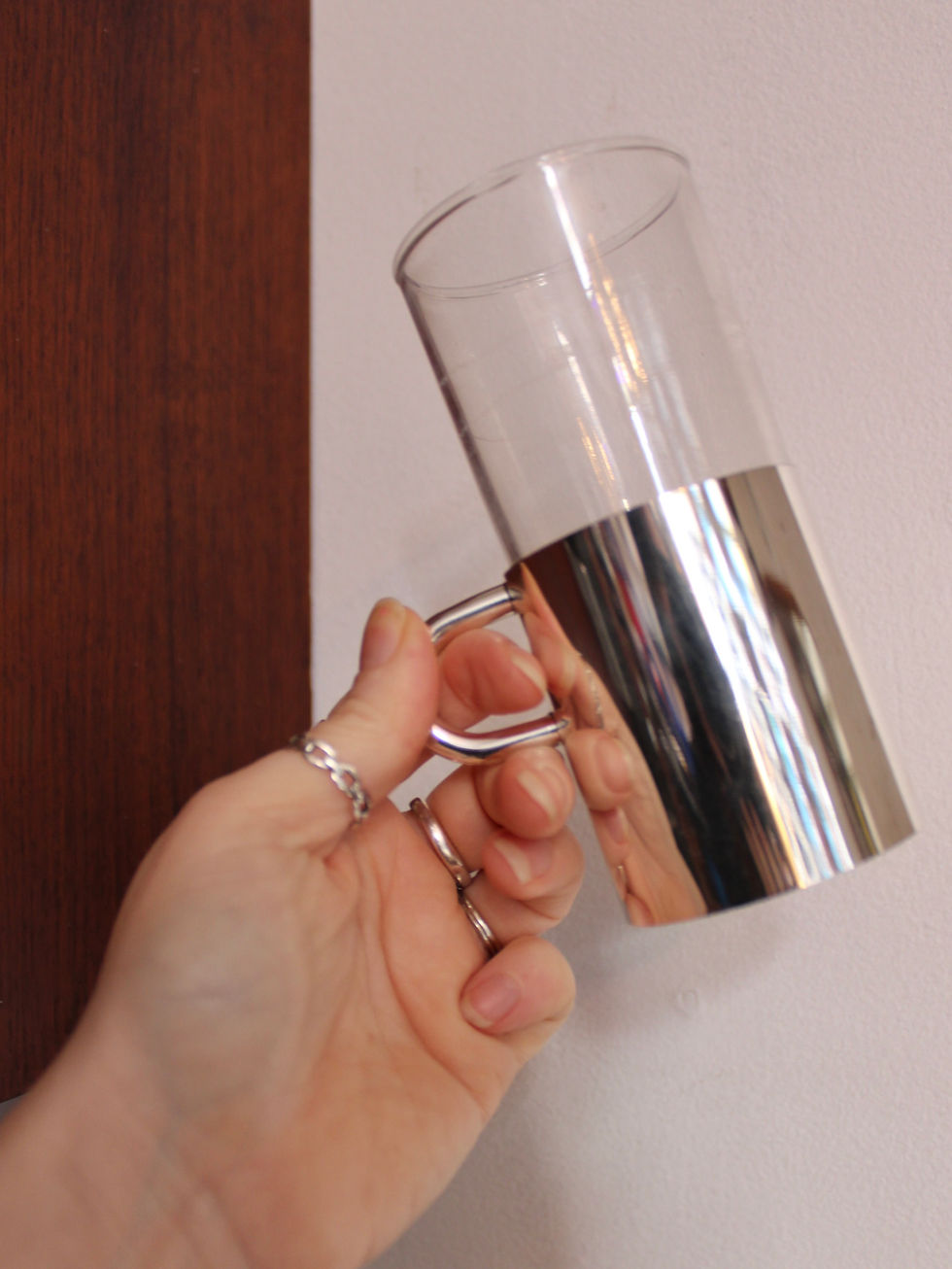 Thumbnail: Set of 4 Vintage Silver Plated + Glass Mugs