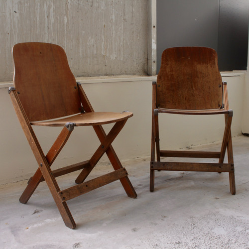 PAIR 40s Bentwood Folding Chairs VesselVtgCollective