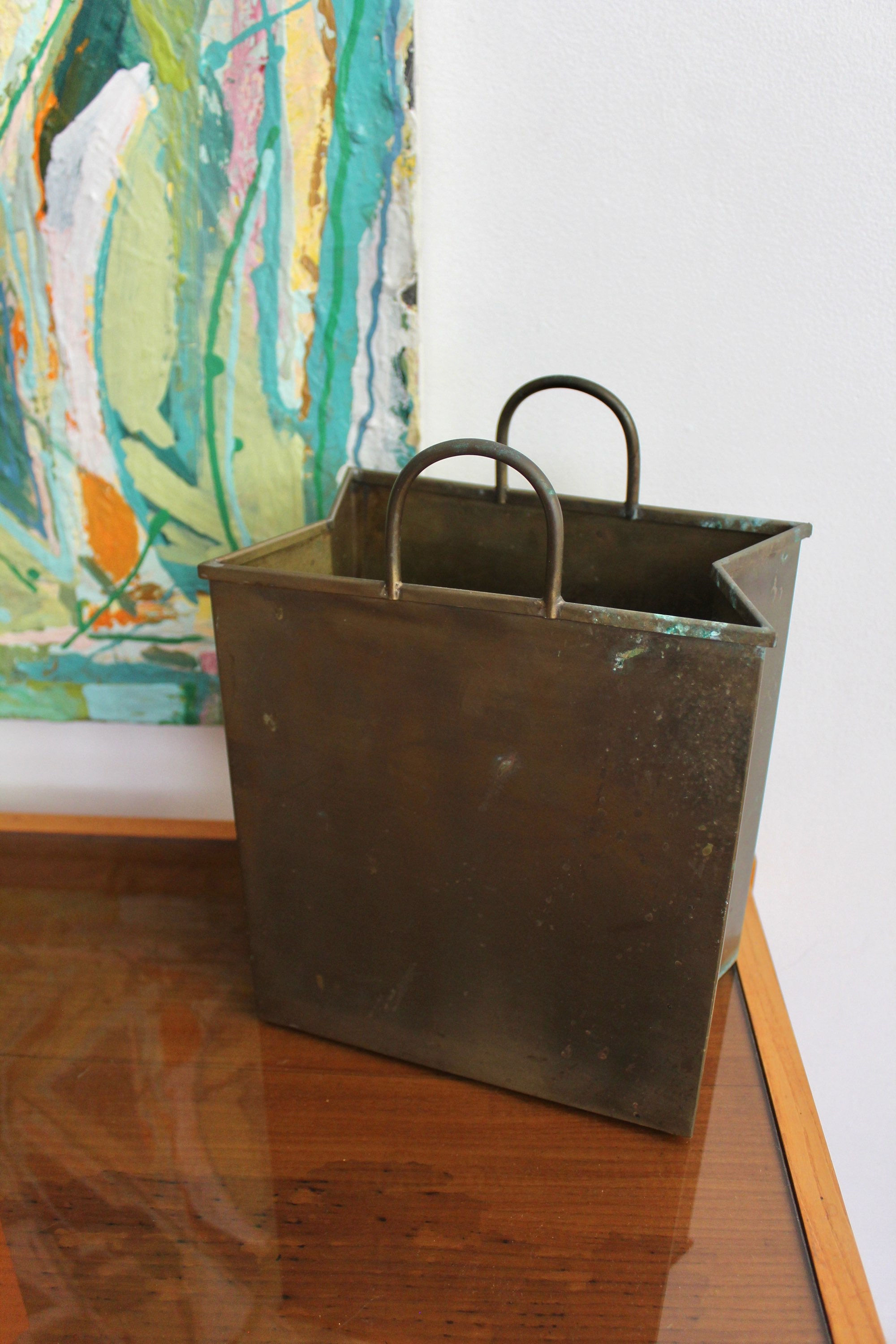 Vintage Brass Shopping Basket Bag after Gio Ponti 