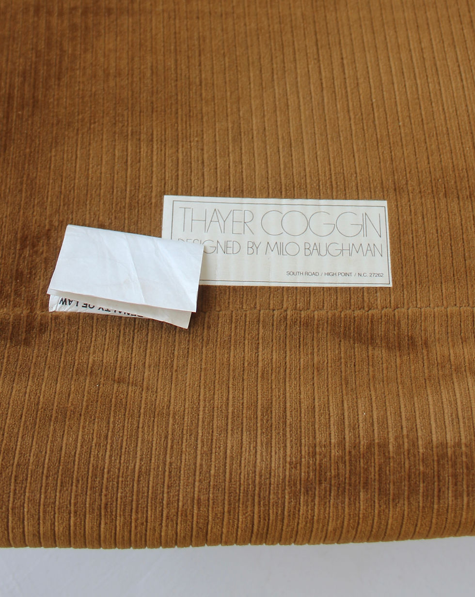 Thumbnail: Milo Baughman Cognac Corduroy Lounge Chair 