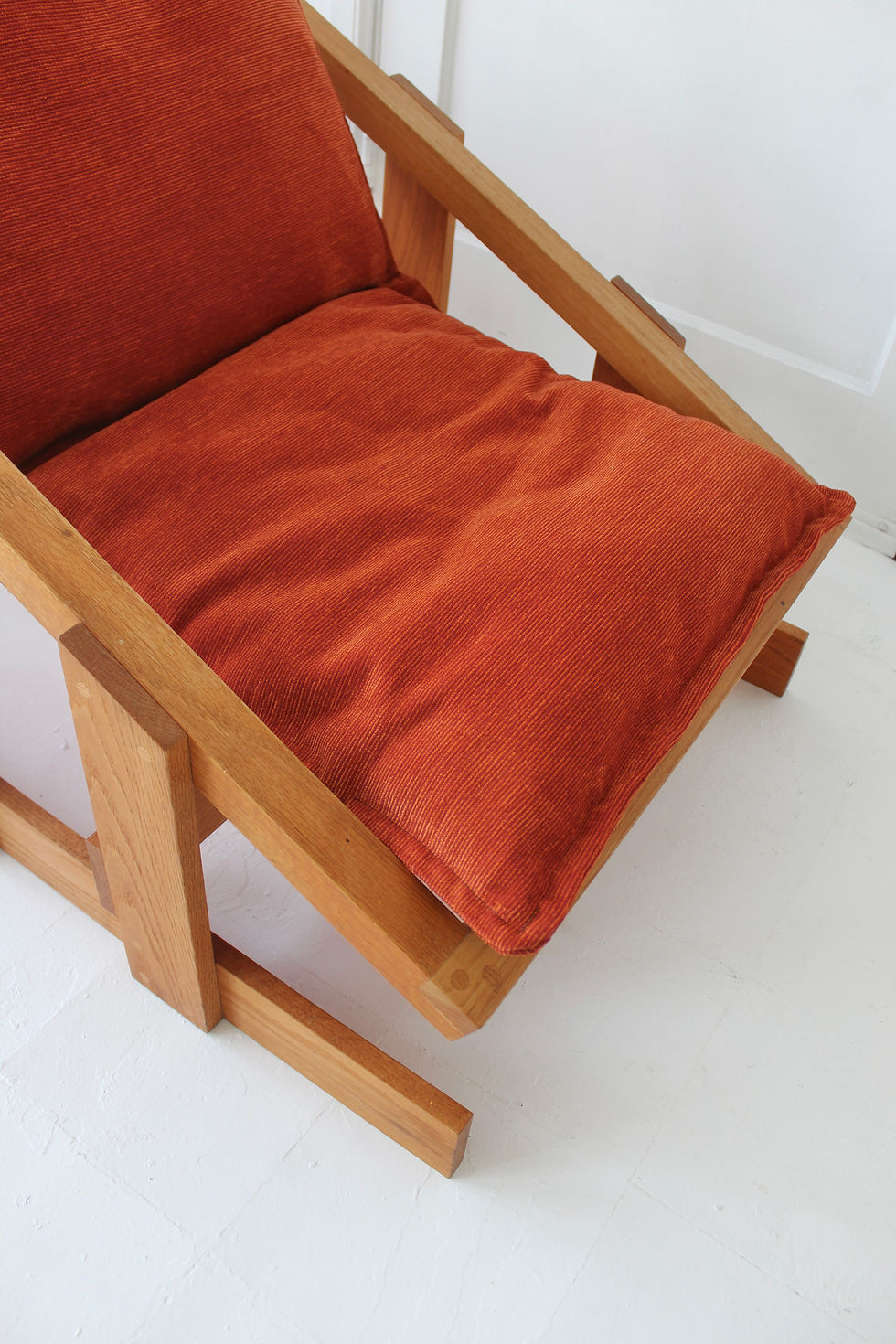 Thumbnail: Vintage Corduroy + Oak Lounge Chair  