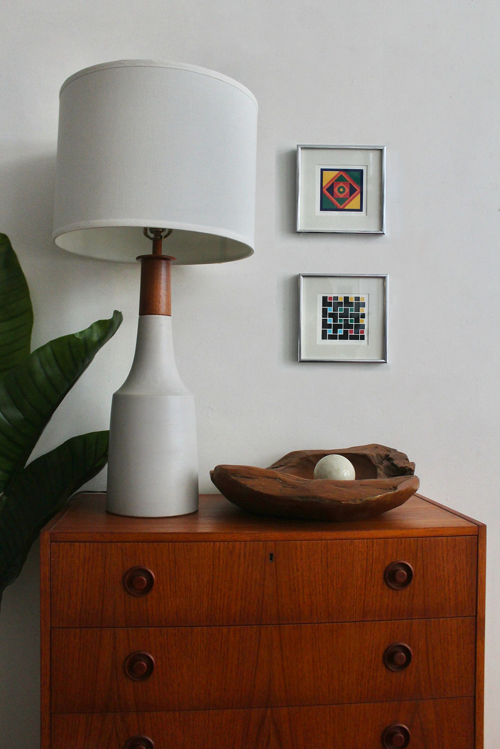 Solid Teak and Ceramic Table Lamp by Marshall Studios