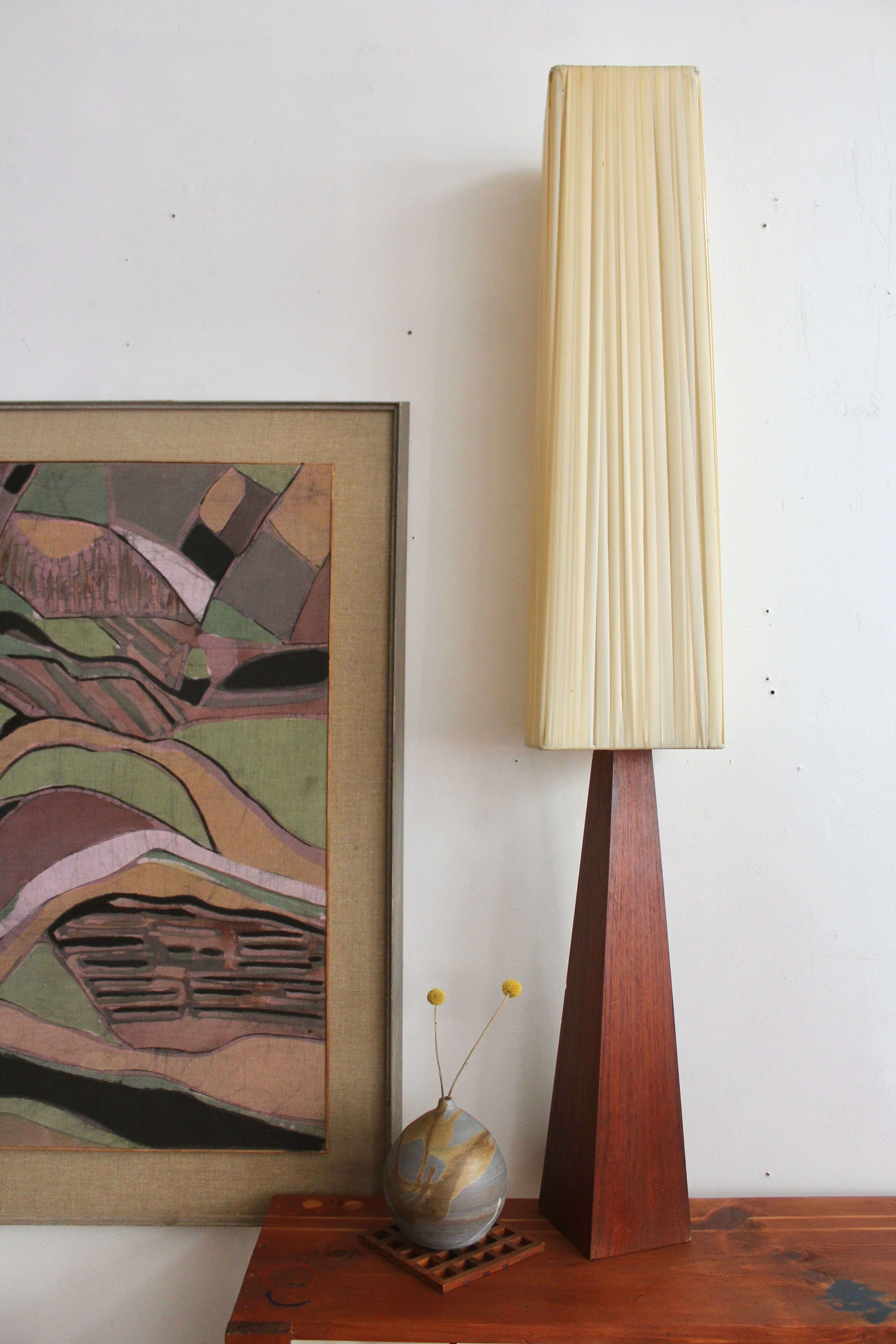 Tall Vintage Walnut  Lamp