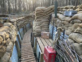 View of the inside of a ww1 british front line trench with duck boards