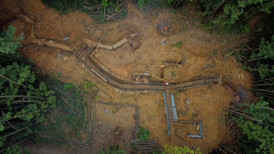 A birds eye view of the railway wood trench system replica.
