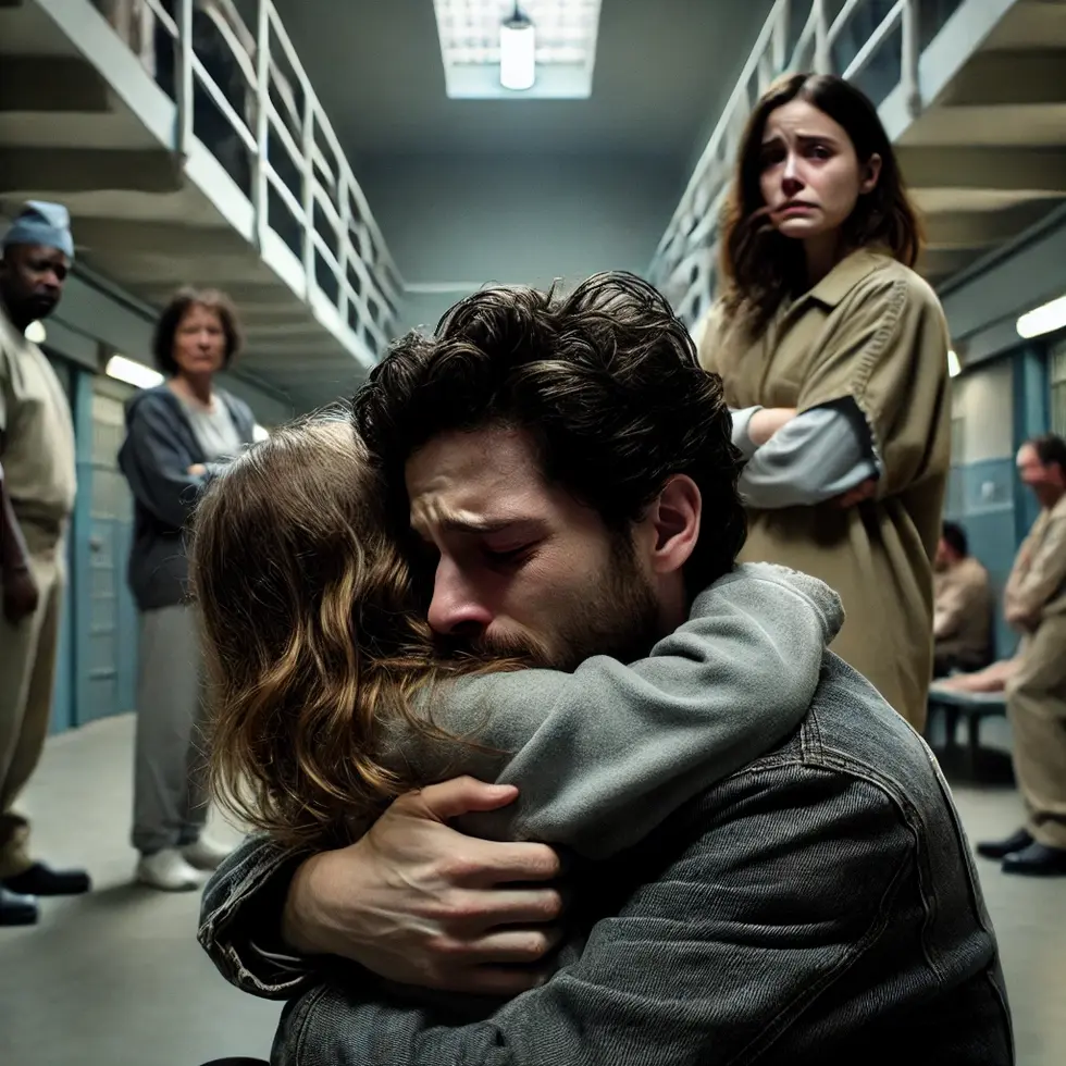 DALL·E 2024-11-15 08.49.28 - A tense and emotional prison visitation scene. Luca is kneeli