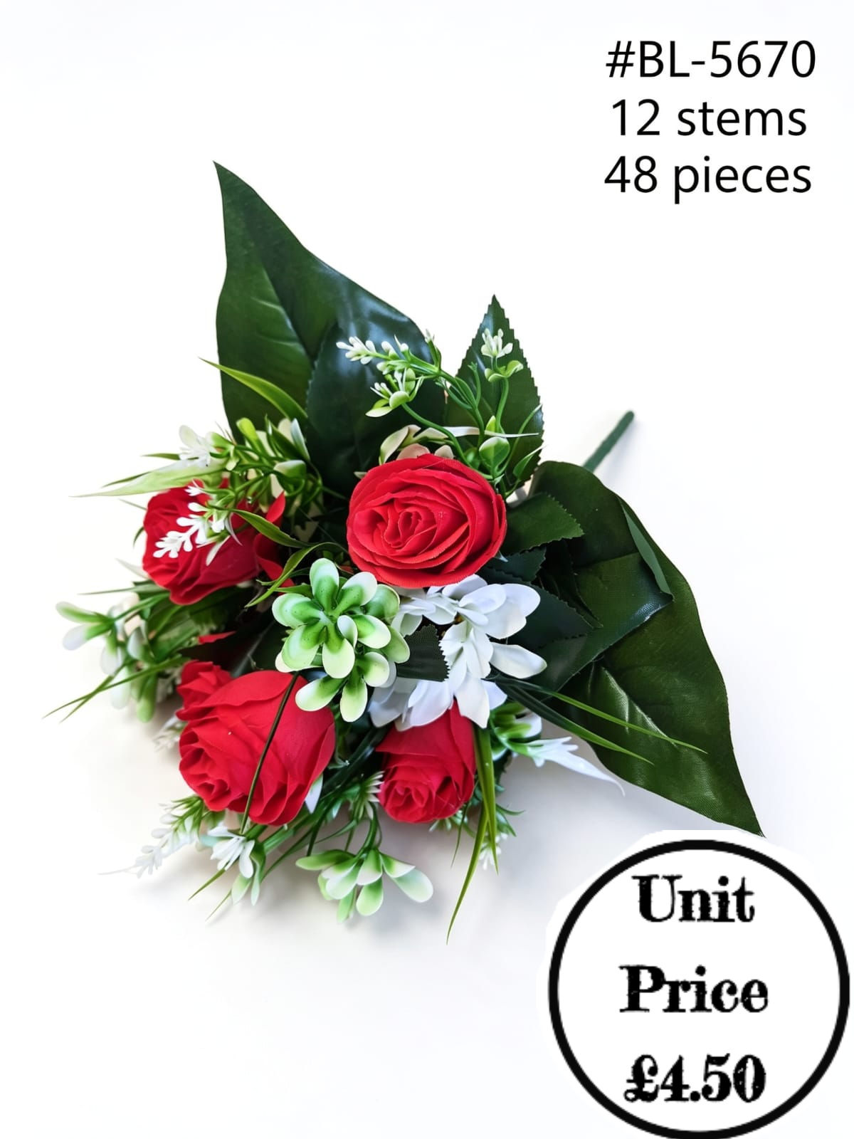 BL5670 – Artificial Rose & Daisy Memorial Flower Bunch Mixed Colour