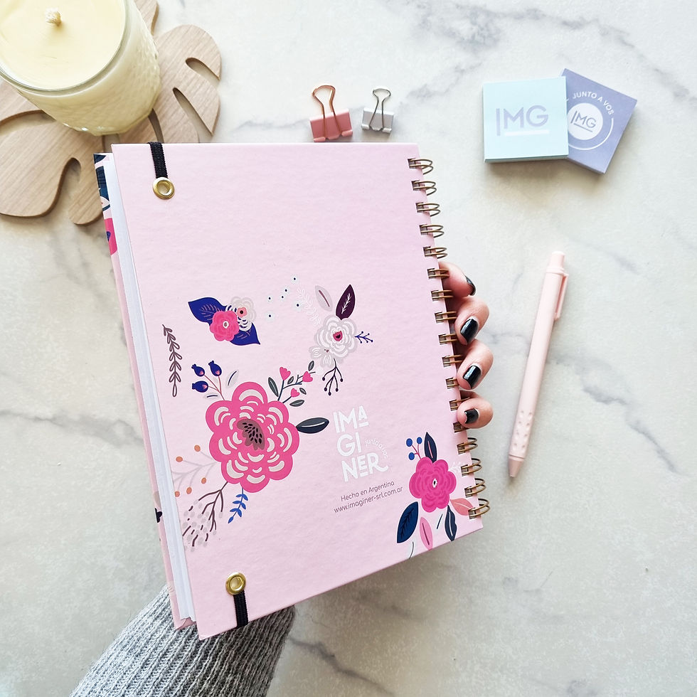 Miniatura: Agenda N8 (18x22.5cm) FLOWERS pink