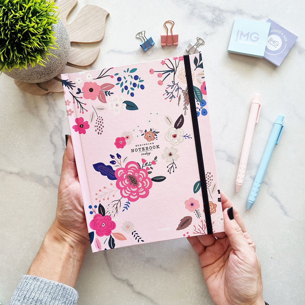 Miniatura: Agenda N8 (18x22.5cm) FLOWERS Pink