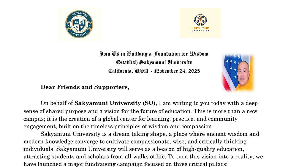 Join Us in Building a Foundation for Wisdom: Establish Sakyamuni University
