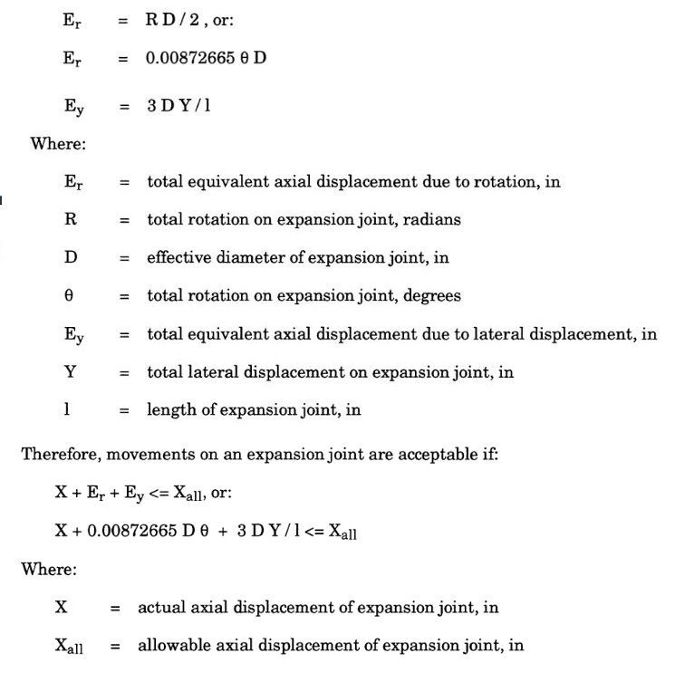 equivalent axial displacement from lateral and rotational displacements equation by meena rezkallah, p.eng., the best piping stress engineer & professional engineer in calgary alberta canada