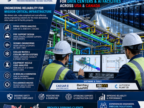 Piping Stress Analysis & Pipe Support Design for Data Centers and AI Facilities Across USA & Canada | Little P.Eng. Engineering