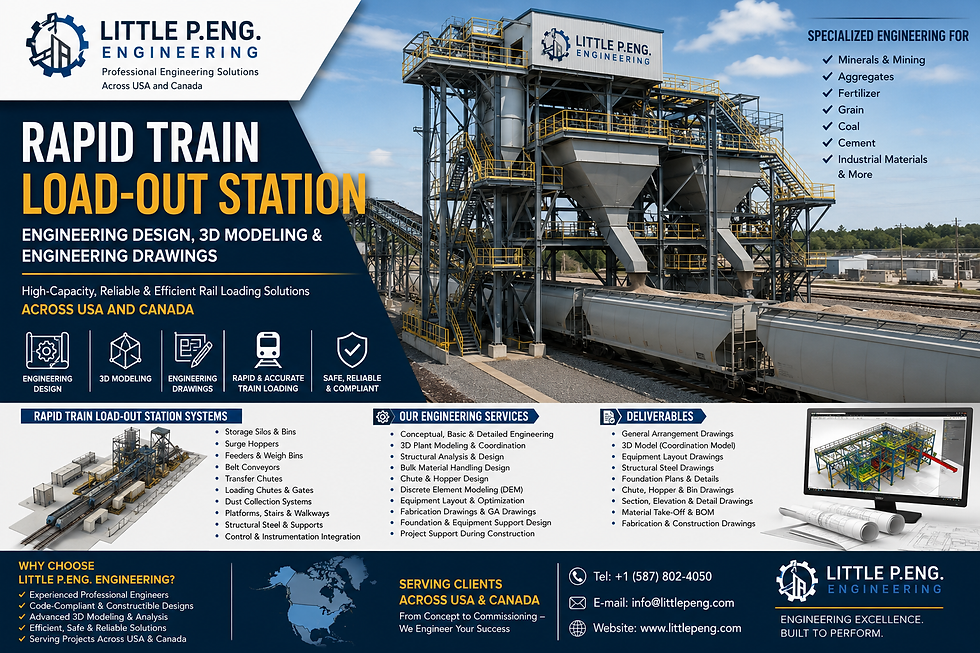 Little P.Eng. Engineering for Rapid Train Load-Out Station Engineering Design, 3D Modeling & Engineering Drawings Across USA and Canada