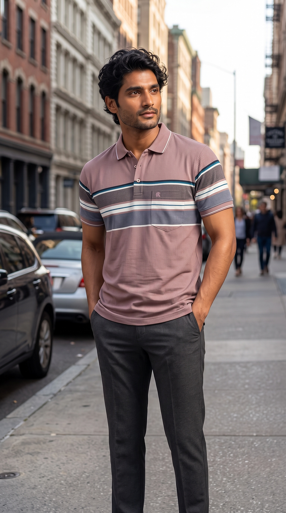 Thumbnail: Men Auto Stripes Lining Knit