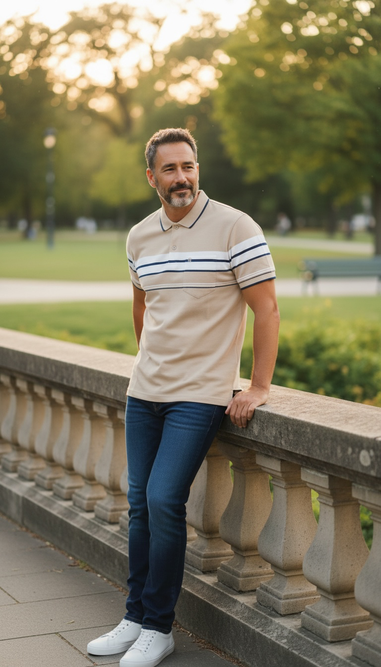 Thumbnail: Men’s Pique Auto Stripes Tshirts