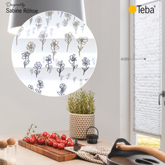 Blumenmuster-Sichtschutz Rollo von Teba, Sonnenschutz für Küche