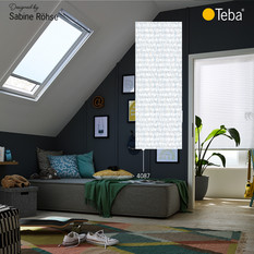 Teba Sichtschutz: Weißer Dachfenster-Sonnenschutz im Schlafzimmer