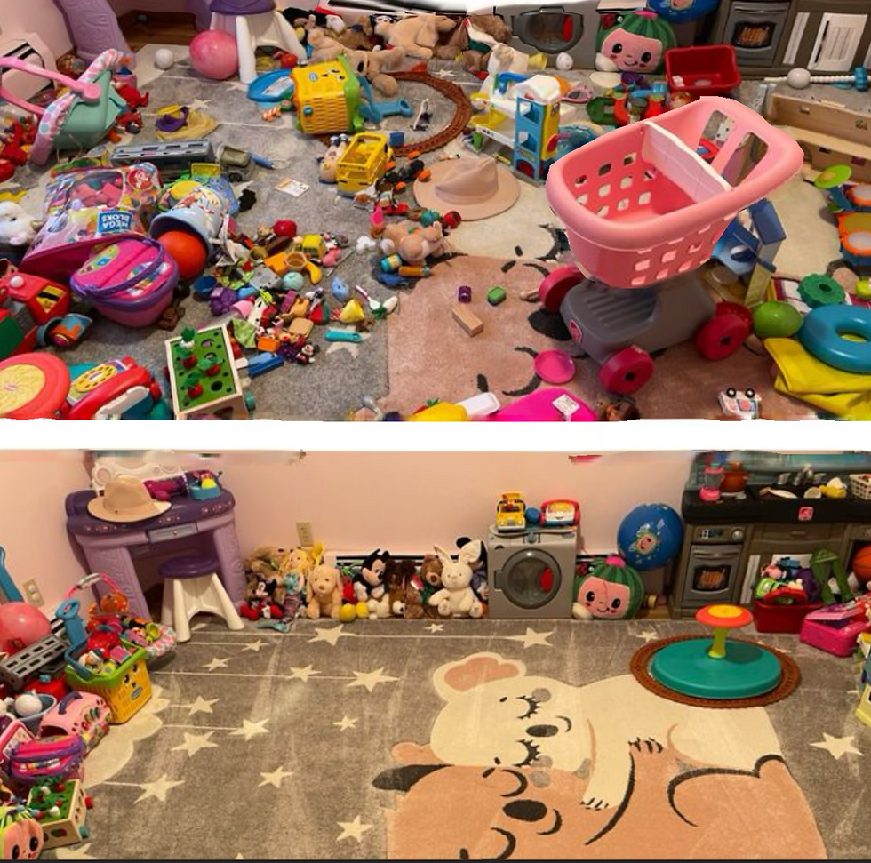 Before cleaning living room clutter