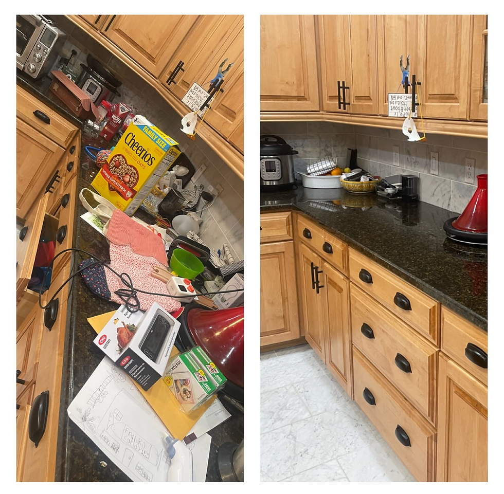 Close-up view of cleaning supplies arranged neatly