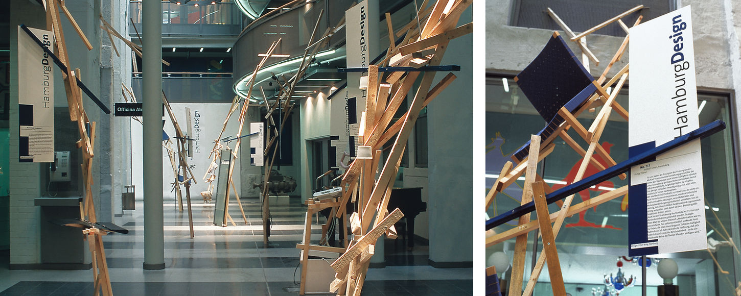 Ausstellungskonzept für Hamburg Design, dem Vorläufer des heutigen Design-Centrums. Design der Kommunikationsträger. Kooperation mit Studierenden der HfbK im Fachbereich Produktdesign.