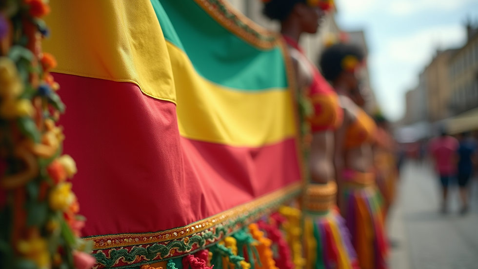 Close-up view of a Caribbean cultural festival banner