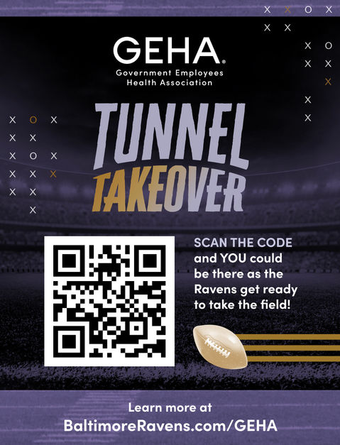 GEHA Tunnel Takeover advertisement with QR code.