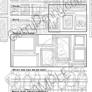 A demo page of the Adventure Journal with a museum / art gallery background