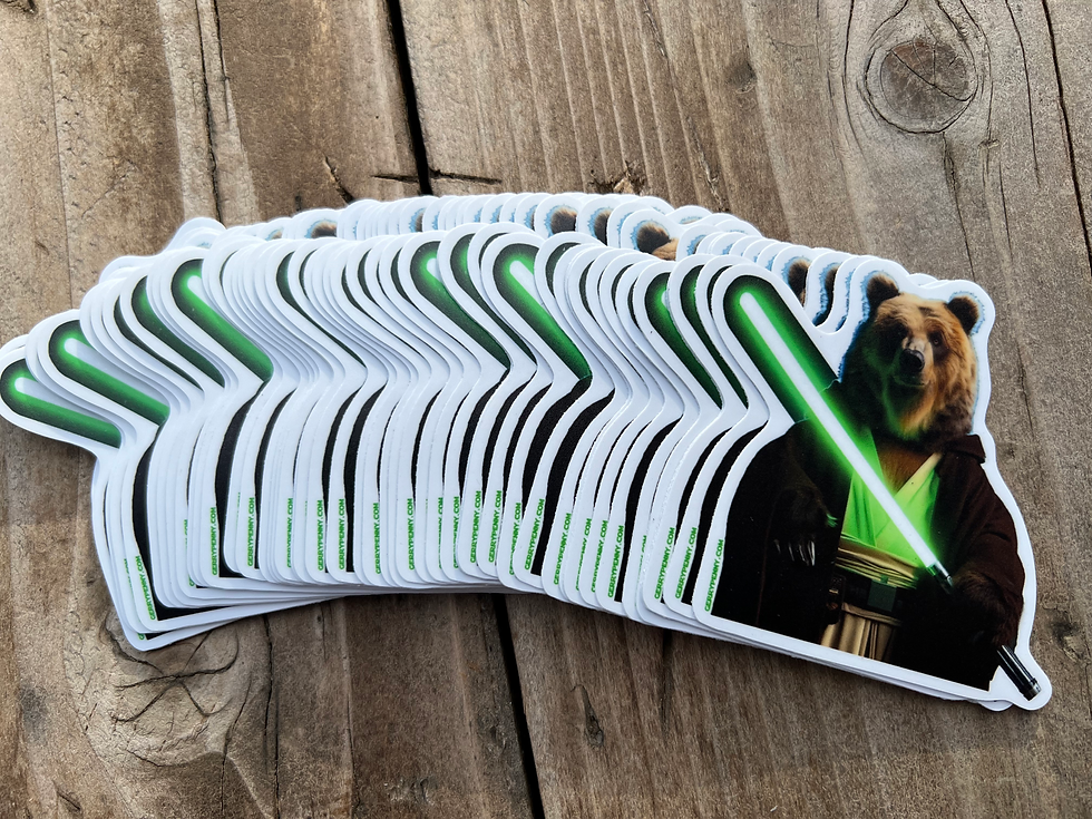 Thumbnail: Jedi Knight Cody the Kodiak Bear 3" Die Cut Vinyl Sticker