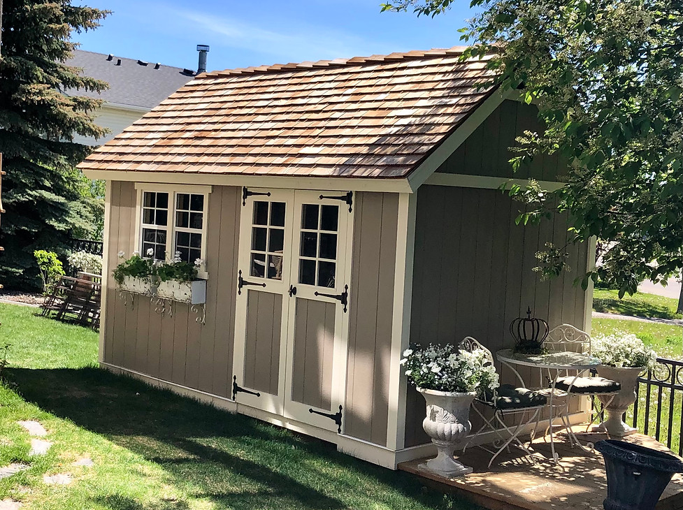 8x13 Country model Shed, She Shed Calgary, Shed Calgary, Backyard Shed Calgary, Shed with Cedar Shingles