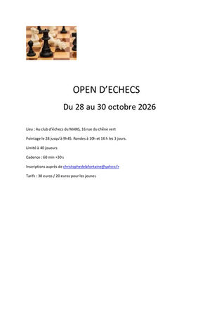Open d'automne du 28 au 30 octobre 2026