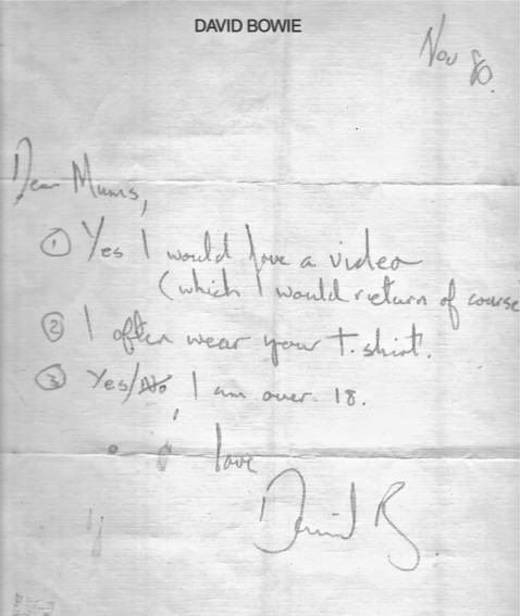 Letter from David Bowie # 2