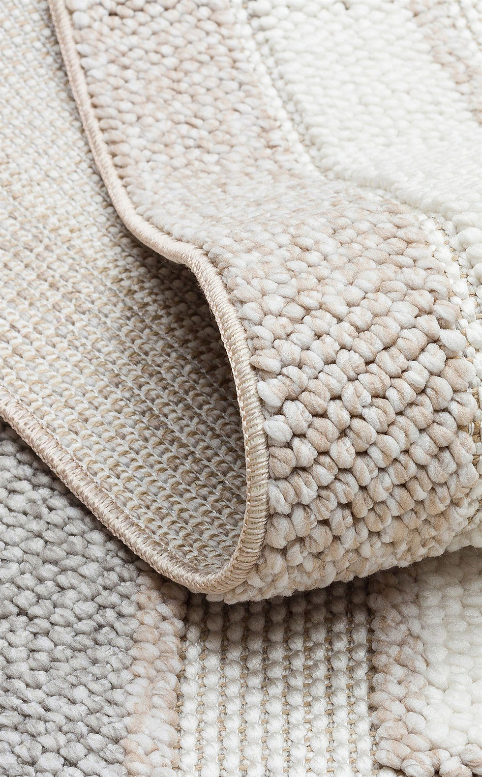 Küçük resim: MOTTO 04 BEIGE GREY Yumuşak Tuşeli Örgü Dokuma Modern Makine Halısı