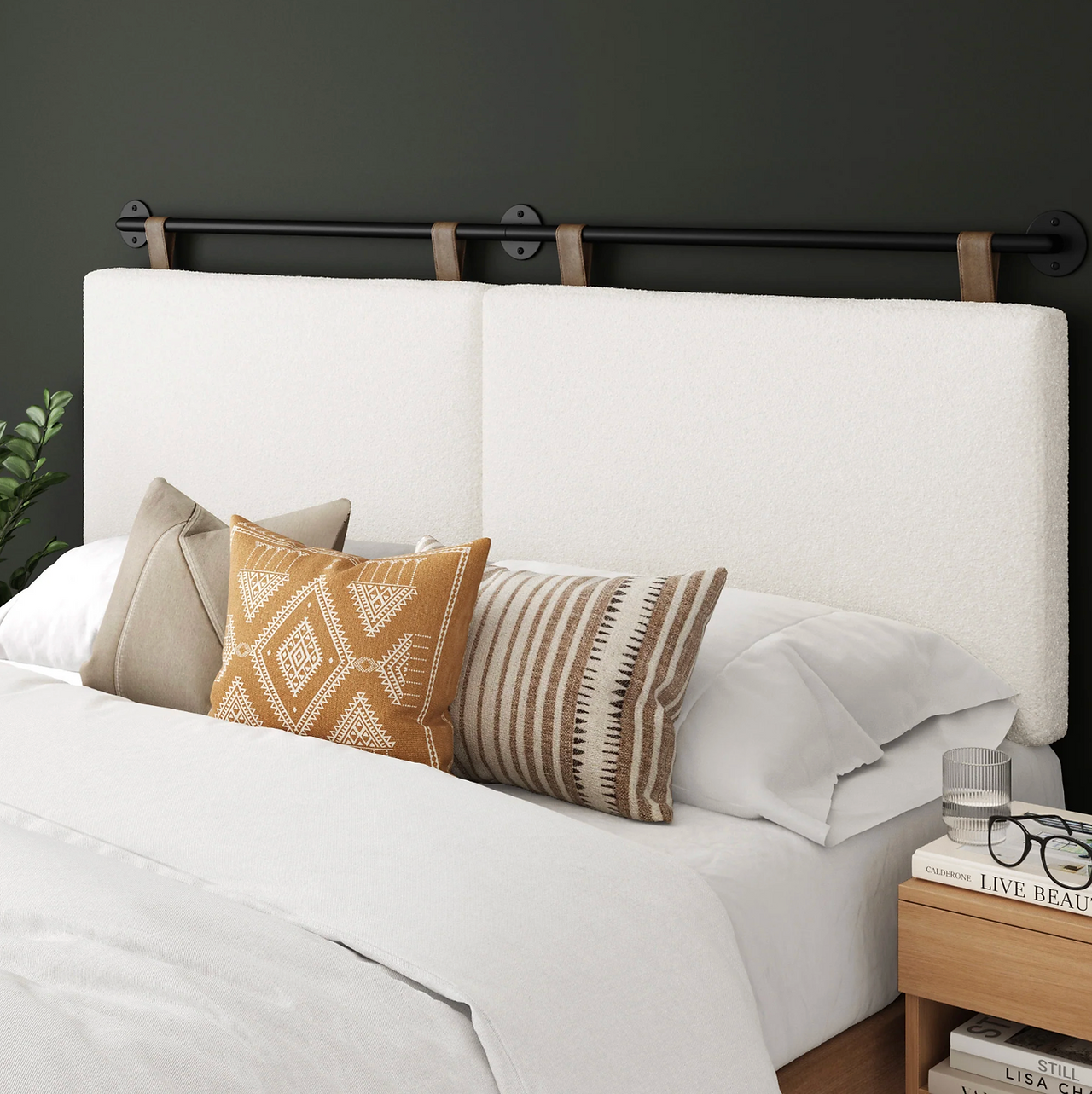NJ Boucle Upholstered King Wall Mount Headboard
