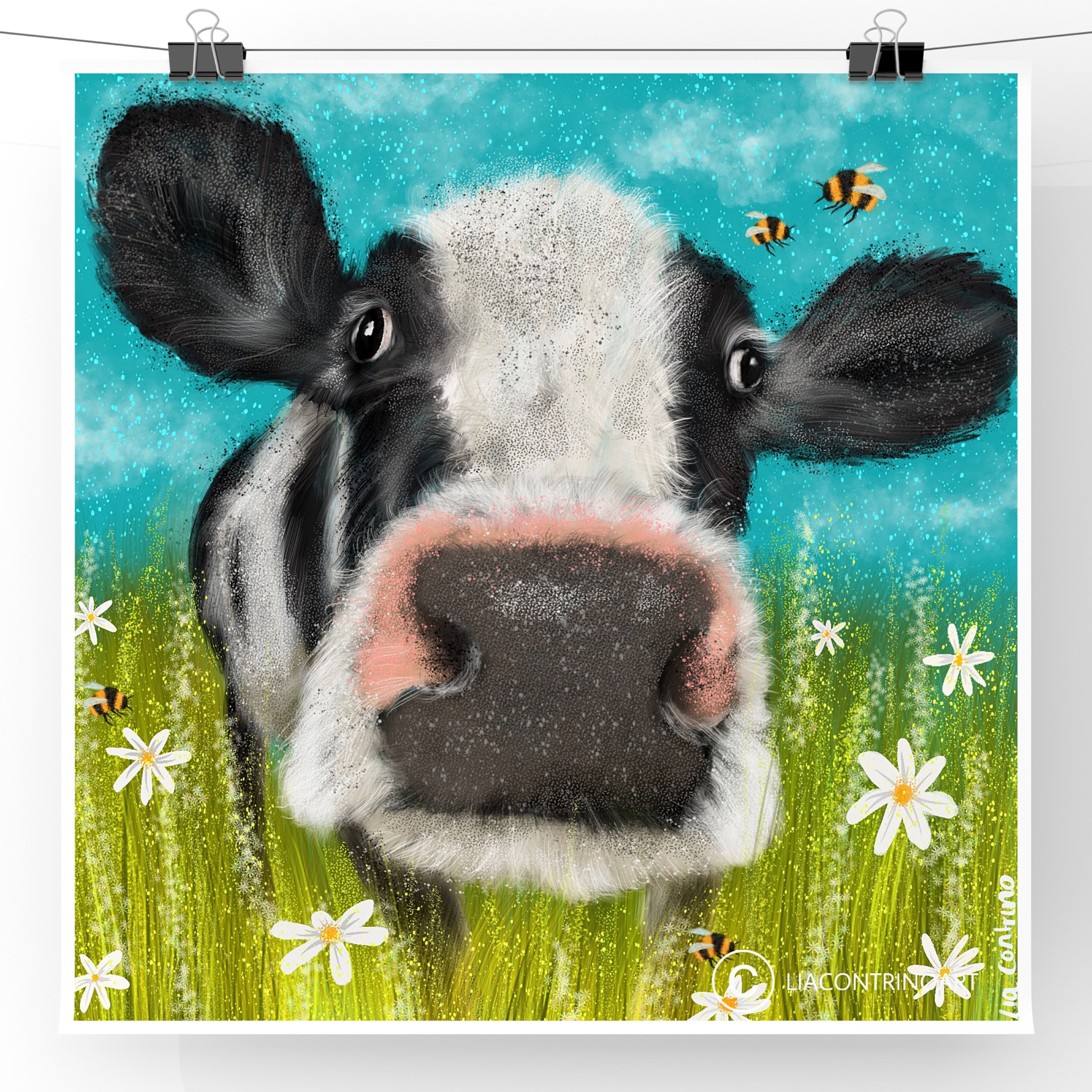 Peering Cow Print