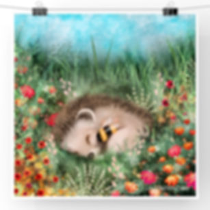 Hedgehog & Bee Cuddle Print
