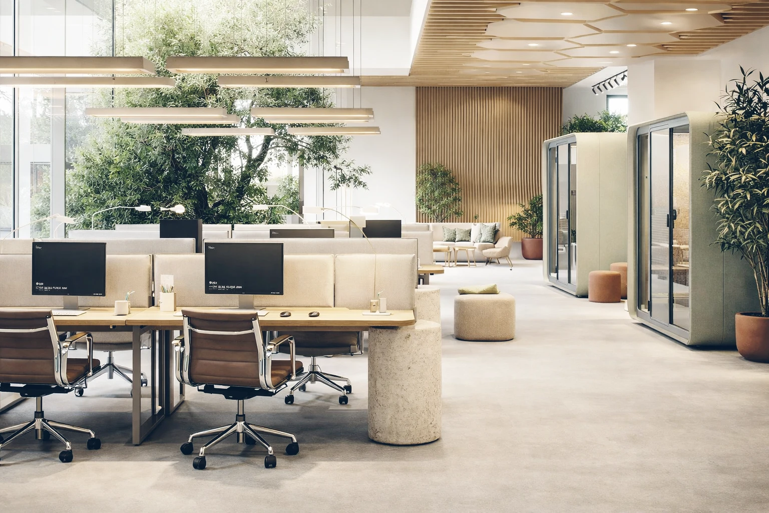 Moderne Büroarchitektur zeigt Arbeitsplätze, Büroflächen, Gewerbeimmobilien, Raumorganisation, Grundrissplanung, flexible Arbeitswelten, Co-Working Spaces, Open Space Konzepte, Architektur Planung, Lichtführung, Materialkonzept, Gebäudedesign, nachhaltiger Gewerbebau und funktionale Arbeitsumgebungen.